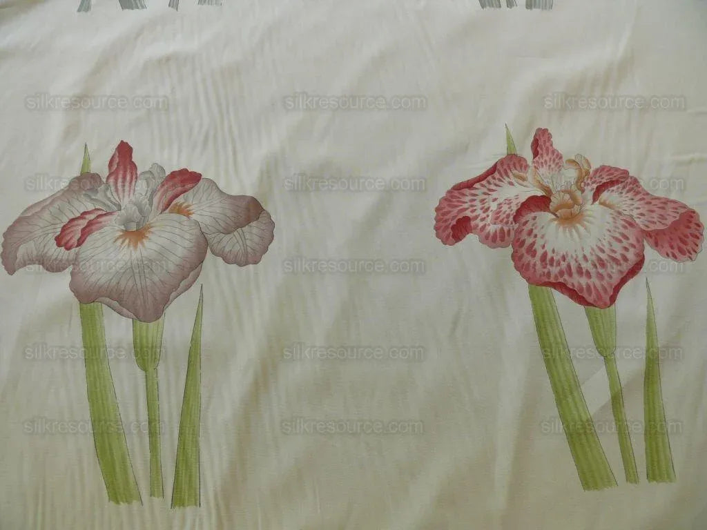 Clarence House Meiji Iris Print 27-colors On Natural Background Cotton Satin 27 Screens! Japanese