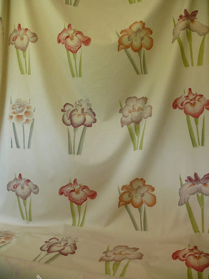 Clarence House Meiji Iris Print 27-colors On Natural Background Cotton Satin 27 Screens! Japanese