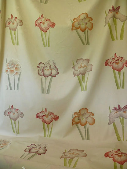 Clarence House Meiji Iris Print 27-colors On Natural Background Cotton Satin 27 Screens! Japanese