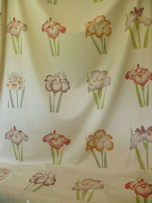 Clarence House Meiji Iris Print 27-colors On Natural Background Cotton Satin 27 Screens! Japanese