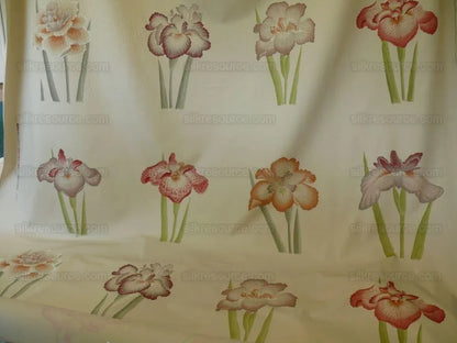 Clarence House Meiji Iris Print 27-colors On Natural Background Cotton Satin 27 Screens! Japanese