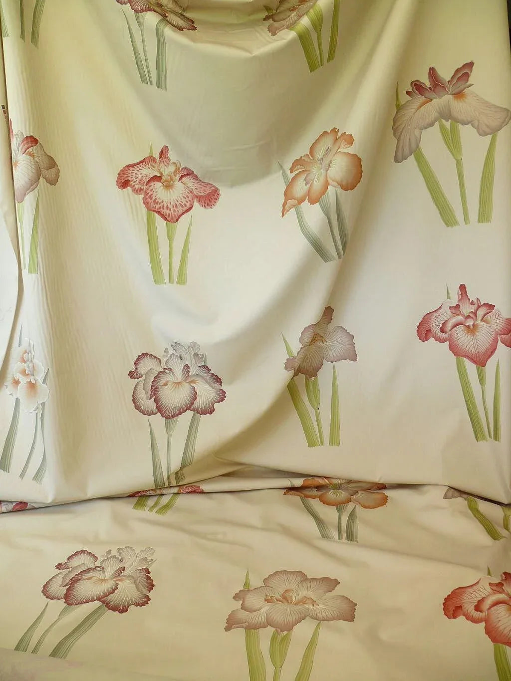 Clarence House Meiji Iris Print 27-colors On Natural Background Cotton Satin 27 Screens! Japanese