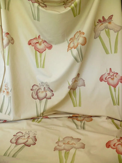 Clarence House Meiji Iris Print 27-colors On Natural Background Cotton Satin 27 Screens! Japanese