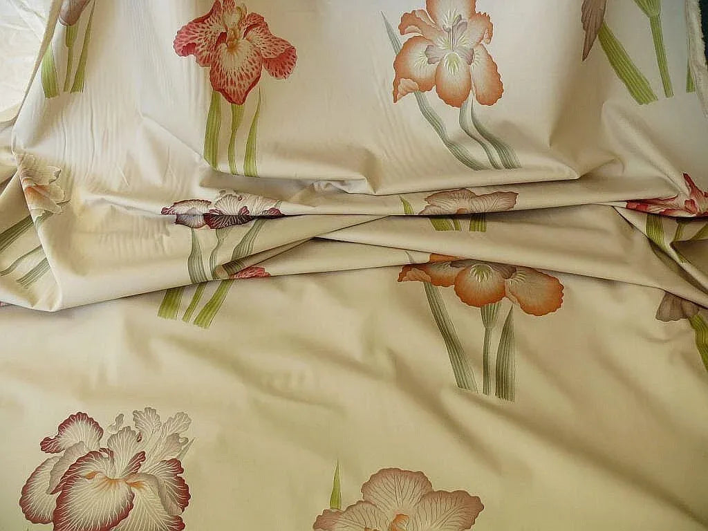 Clarence House Meiji Iris Print 27-colors On Natural Background Cotton Satin 27 Screens! Japanese