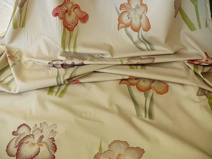 Clarence House Meiji Iris Print 27-colors On Natural Background Cotton Satin 27 Screens! Japanese