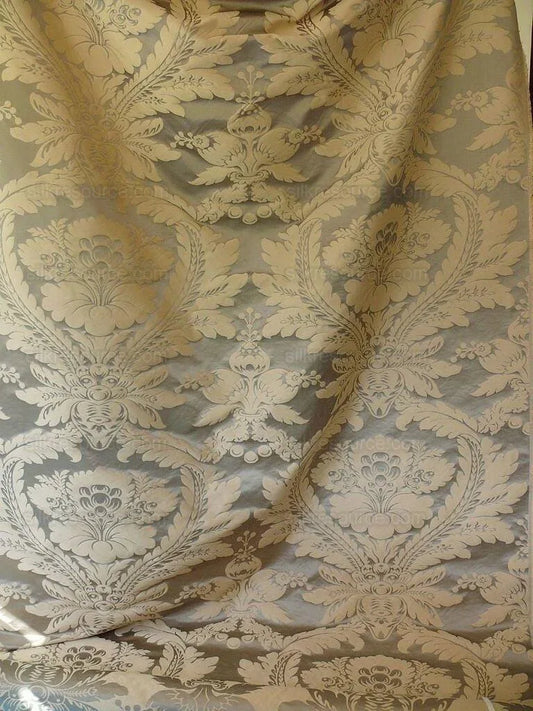 Clarence House Cosette Pale Blue Silk &amp; Cotton Satin Damask MSRP USD 334/Y