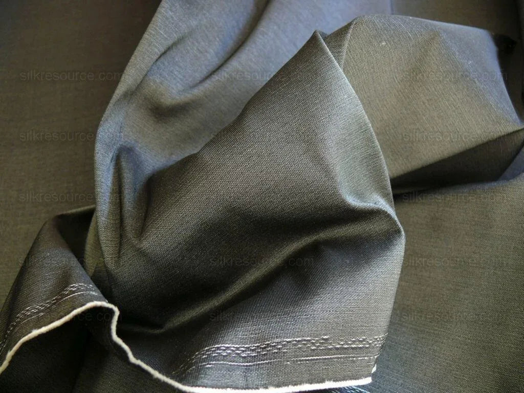 Clarence House Changeant Steel Charcoal Thick Taffeta Bty