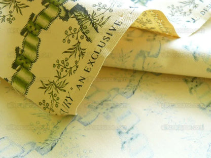 Clarence House Rubans Fleury Cotton Print Green On Natural Toile Country By Yard
