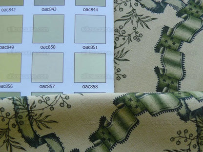 Clarence House Rubans Fleury Cotton Print Green On Natural Toile Country By Yard