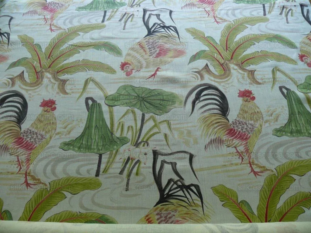 Clarence House Il Gallo Rooster Chicken Linen Print Bty MSRP USD 250