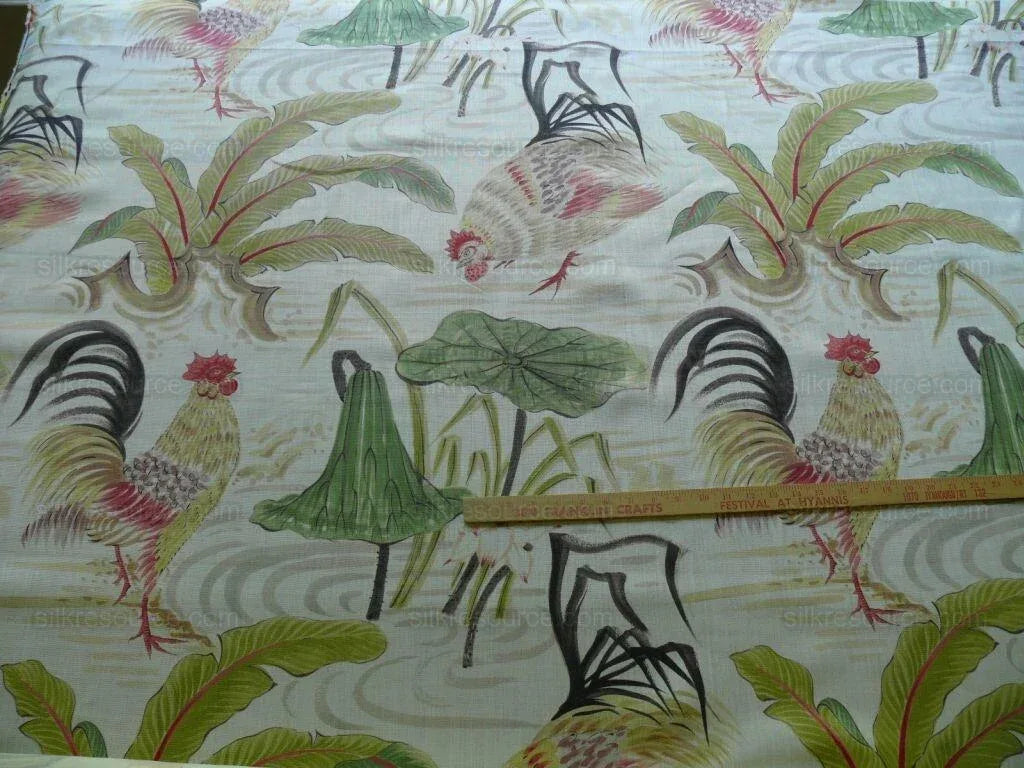 Clarence House Il Gallo Rooster Chicken Linen Print Bty MSRP USD 250