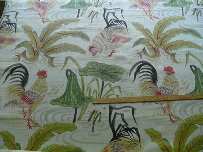 Clarence House Il Gallo Rooster Chicken Linen Print Bty MSRP USD 250