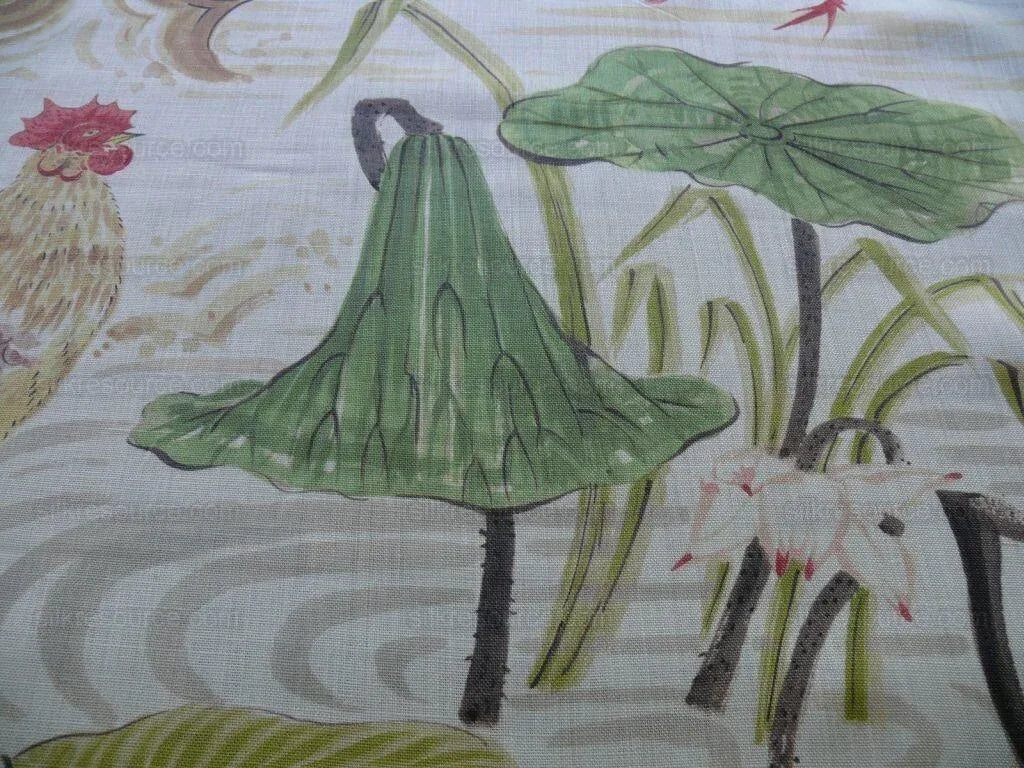 Clarence House Il Gallo Rooster Chicken Linen Print Bty MSRP USD 250