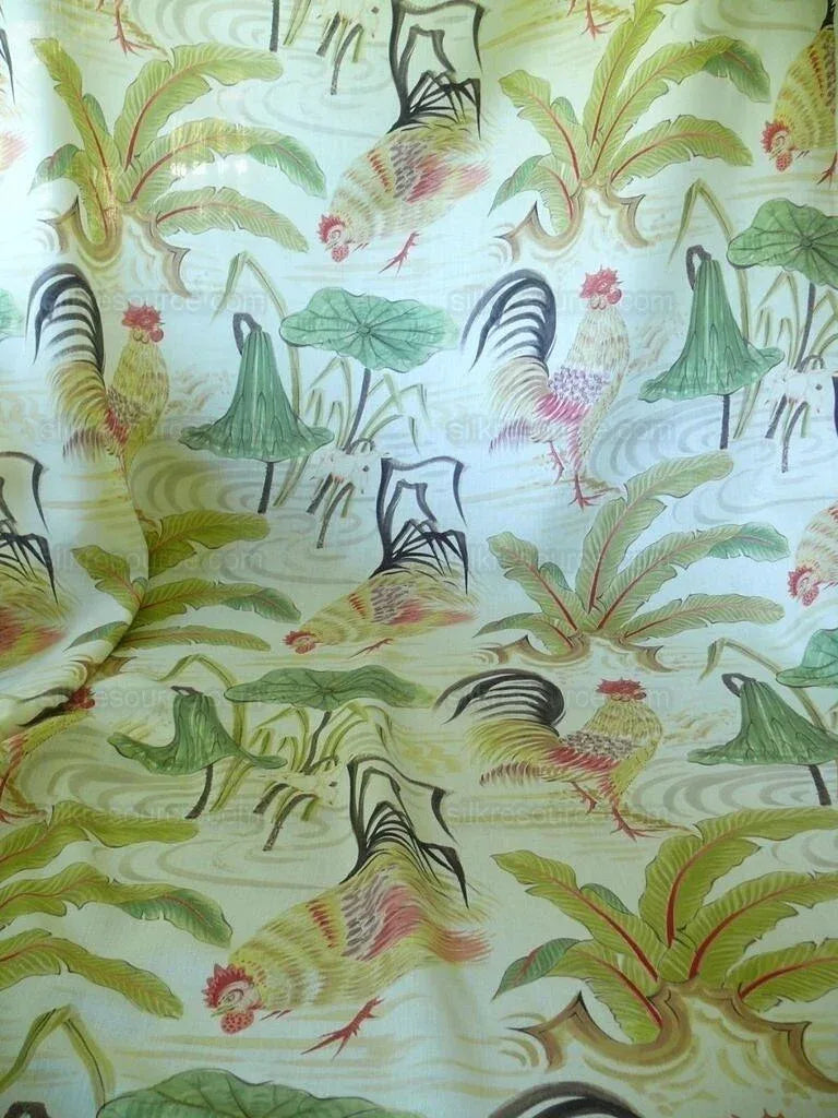 Clarence House Il Gallo Rooster Chicken Linen Print Bty MSRP USD 250