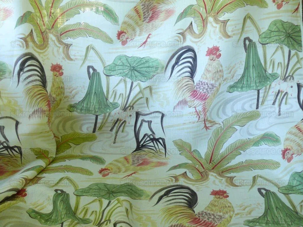 Clarence House Il Gallo Rooster Chicken Linen Print Bty MSRP USD 250