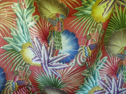 Clarence House Mala Mala Linen Print Multi Color On Red Bty