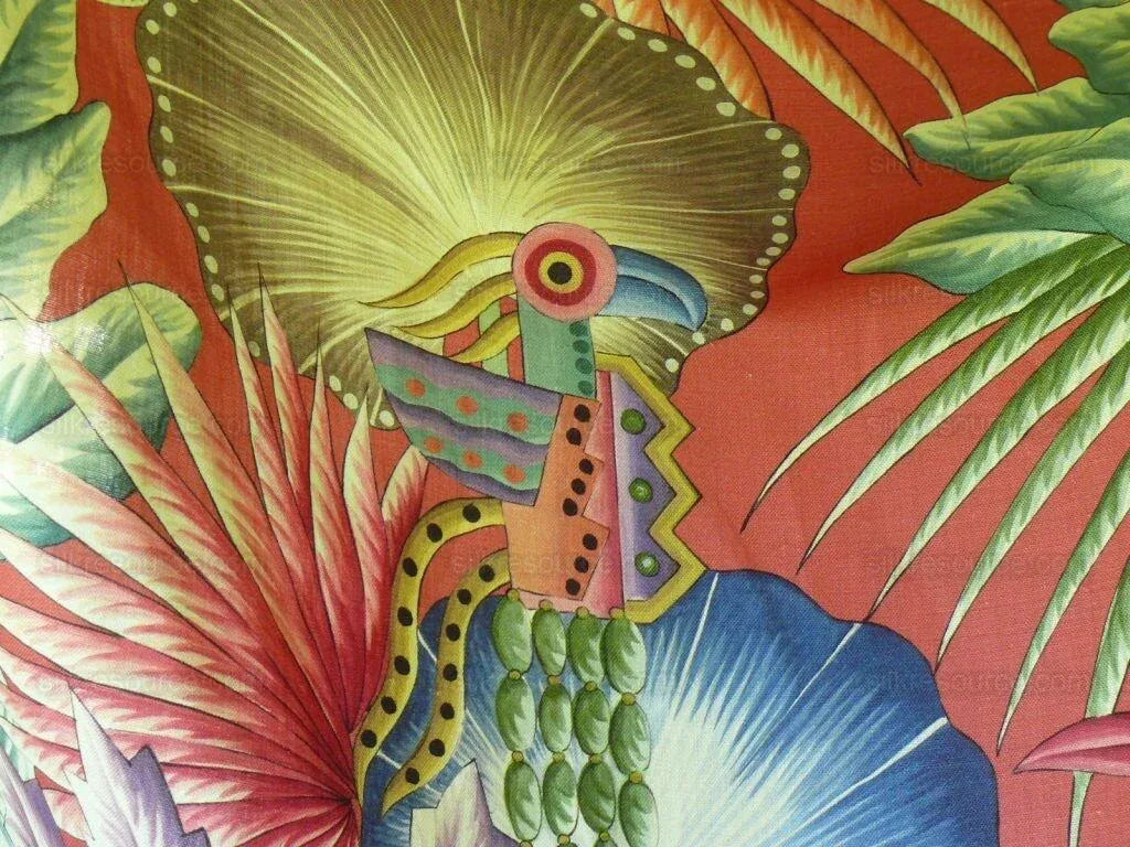 Clarence House Mala Mala Linen Print Multi Color On Red Bty