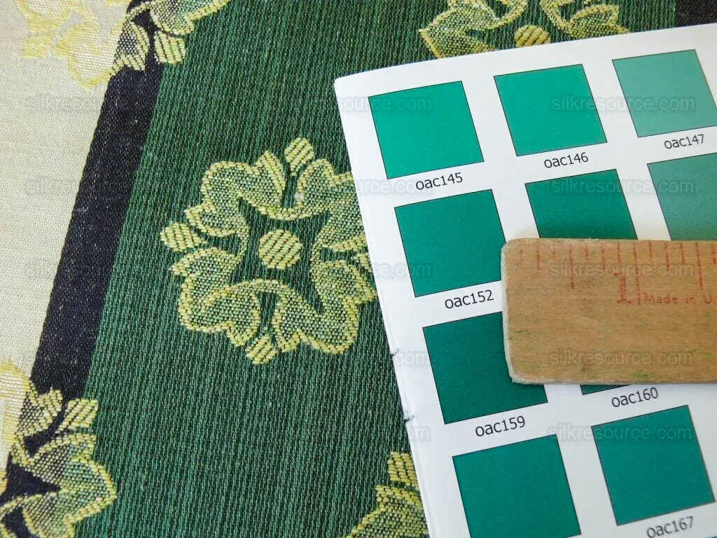 by yard Scalamandre Woven Stripe Satin Stripe Classic Green Gold Medallion Daisy Sunflower