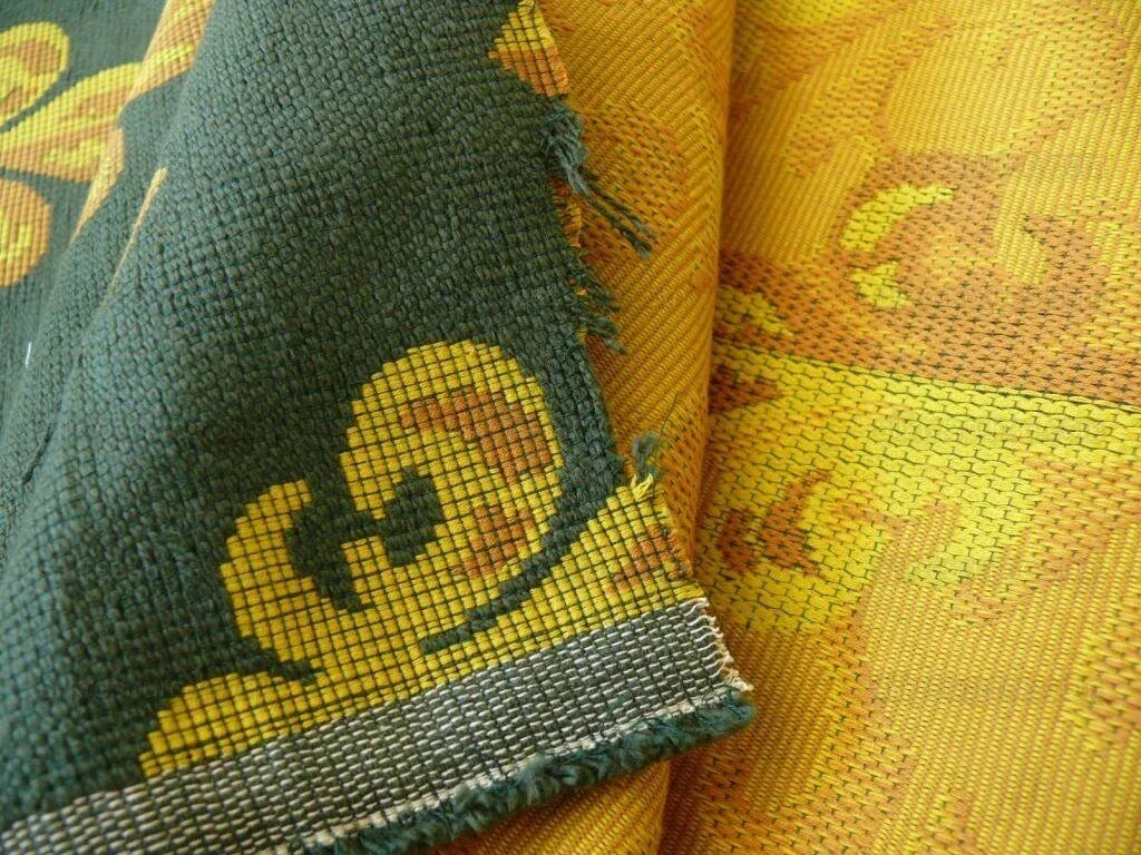 Bty Scalamandre Epingle Fluer De Lys Hunter Green Gold Historical Cotton