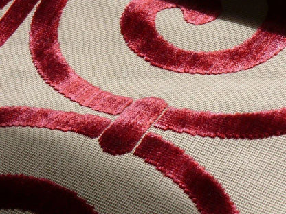 Clarence House Nouvelle Orleans Cut Velvet Scroll Ruby Red MSRP USD640/y