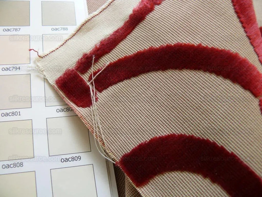 Clarence House Nouvelle Orleans Cut Velvet Scroll Ruby Red MSRP USD640/y