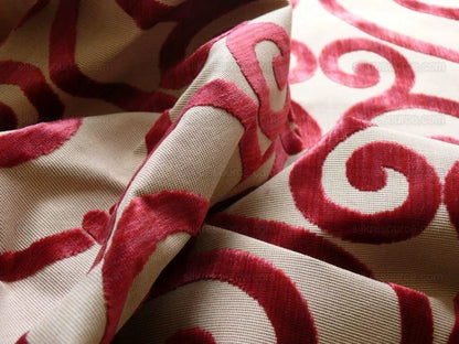 Clarence House Nouvelle Orleans Cut Velvet Scroll Ruby Red MSRP USD640/y