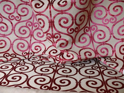 Clarence House Nouvelle Orleans Cut Velvet Scroll Ruby Red MSRP USD640/y