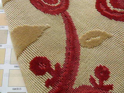 Clarence House La Jungle Cut Velvet Dog Rooster Birds In Red Bty