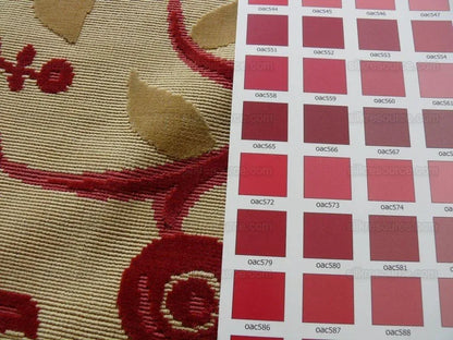 Clarence House La Jungle Cut Velvet Dog Rooster Birds In Red Bty