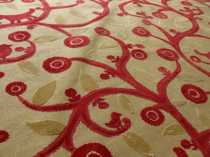 Clarence House La Jungle Cut Velvet Dog Rooster Birds In Red Bty