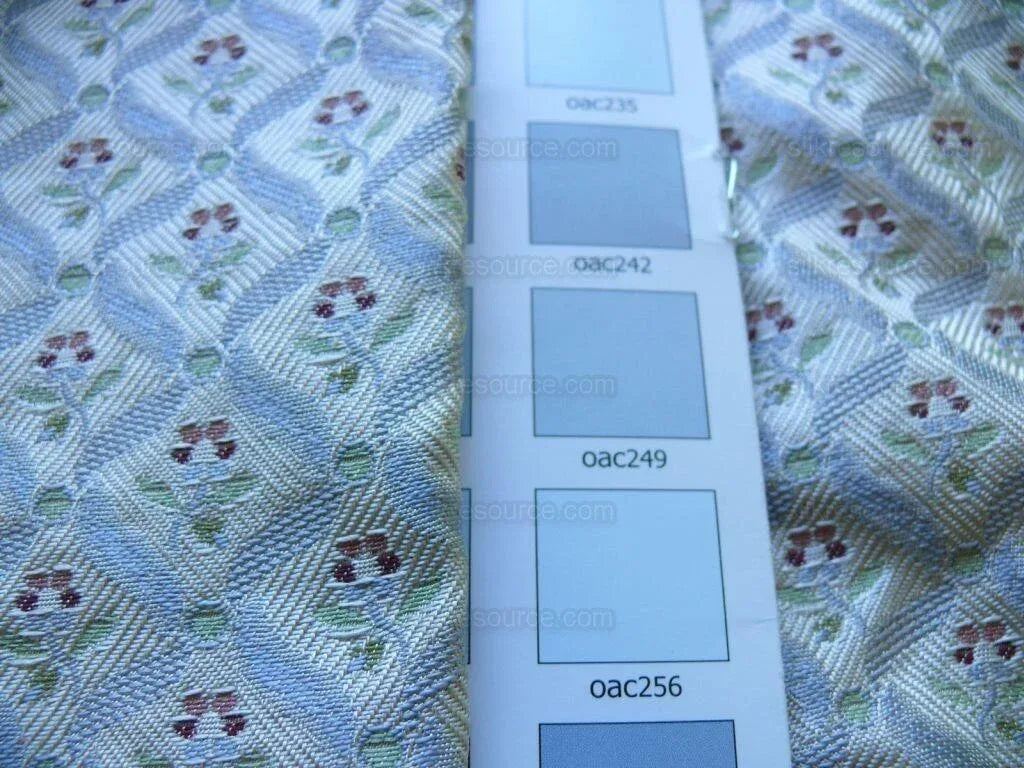 Lee Jofa Cozette Silk Weave Tiny Flowers W/bluebell Ribbon Bty