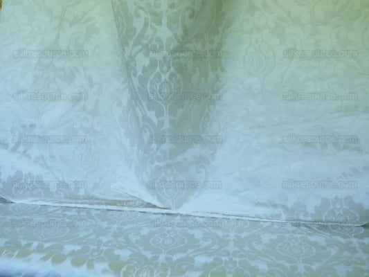 Scalamandre White Silk &amp; Linen Damask Medallion Bty MSRP USD289/y