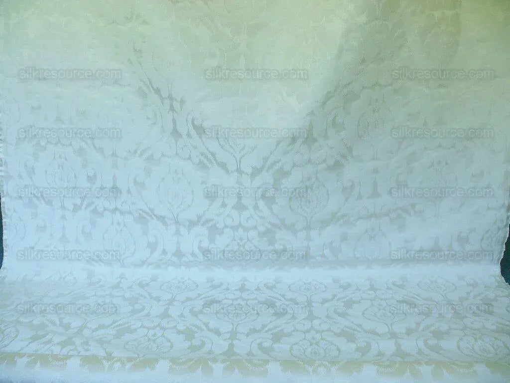 Scalamandre White Silk &amp; Linen Damask Medallion Bty MSRP USD289/y