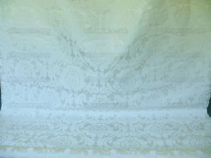 Scalamandre White Silk &amp; Linen Damask Medallion Bty MSRP USD289/y