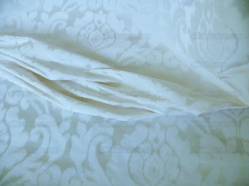 Scalamandre White Silk &amp; Linen Damask Medallion Bty MSRP USD289/y