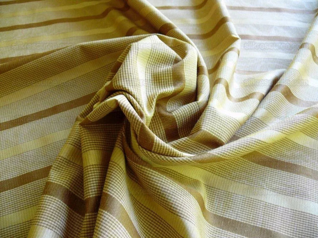 Clarence House Brown Almond &amp; Gold Silky Stripe Bty (#1240) MSRP USD145/y