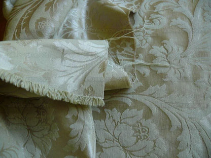 Kravet Art Nouveau Botanic Scroll Peony Acanthus Vine William Morris Beige Tan Damask Cotton