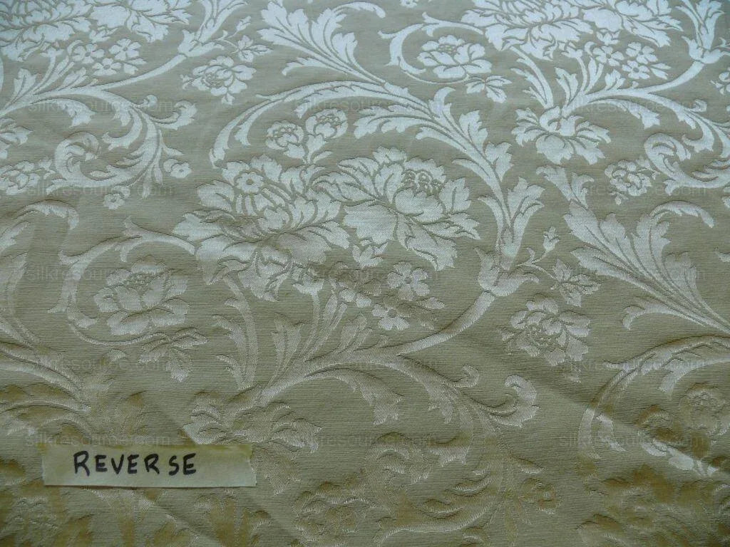 Kravet Art Nouveau Botanic Scroll Peony Acanthus Vine William Morris Beige Tan Damask Cotton