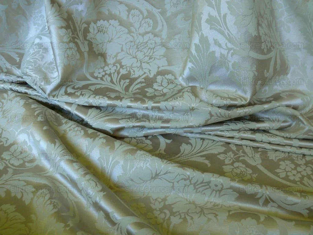 Kravet Art Nouveau Botanic Scroll Peony Acanthus Vine William Morris Beige Tan Damask Cotton