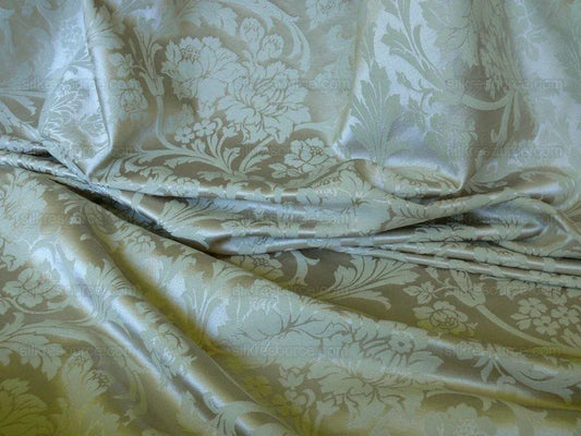 Kravet Art Nouveau Botanic Scroll Peony Acanthus Vine William Morris Beige Tan Damask Cotton
