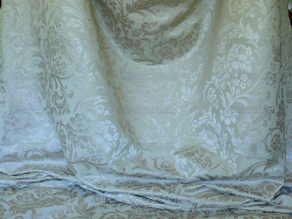 Kravet Art Nouveau Botanic Scroll Peony Acanthus Vine William Morris Beige Tan Damask Cotton