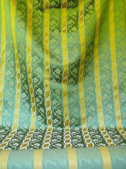 Clarence House Rich Silk Linen Green Gold Floral Stripe Art Nouveau Bty