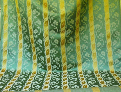 Clarence House Rich Silk Linen Green Gold Floral Stripe Art Nouveau Bty