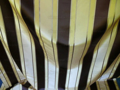 Scalamandre 100% Silk Satin Stripe Deep Chocolate Champagne Brown Cream White