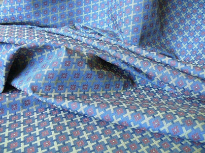 Scalamandre St German Blue Gold Red Lattice Woven Bty