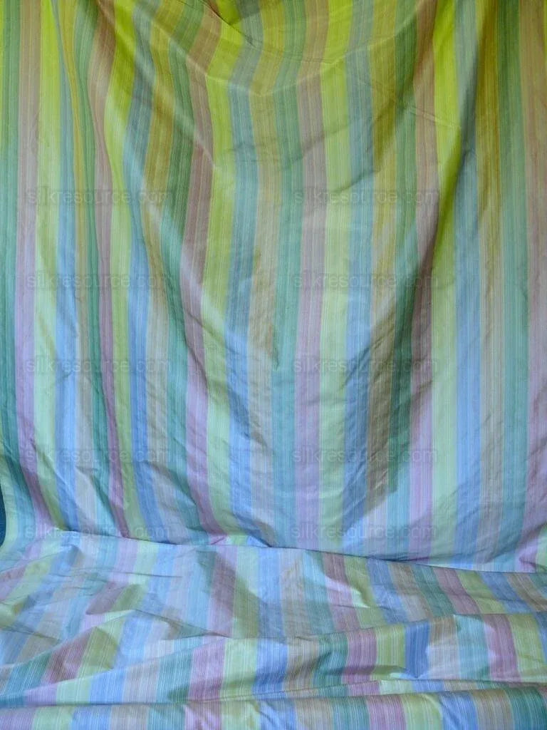 By yard Clarence House 100% Silk Strie Taffeta Rainbow Pastel Color