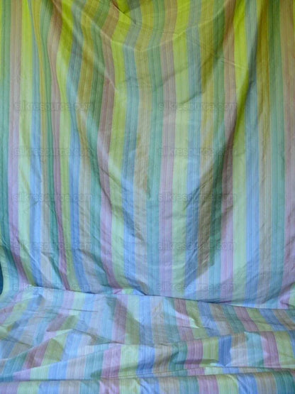 By yard Clarence House 100% Silk Strie Taffeta Rainbow Pastel Color