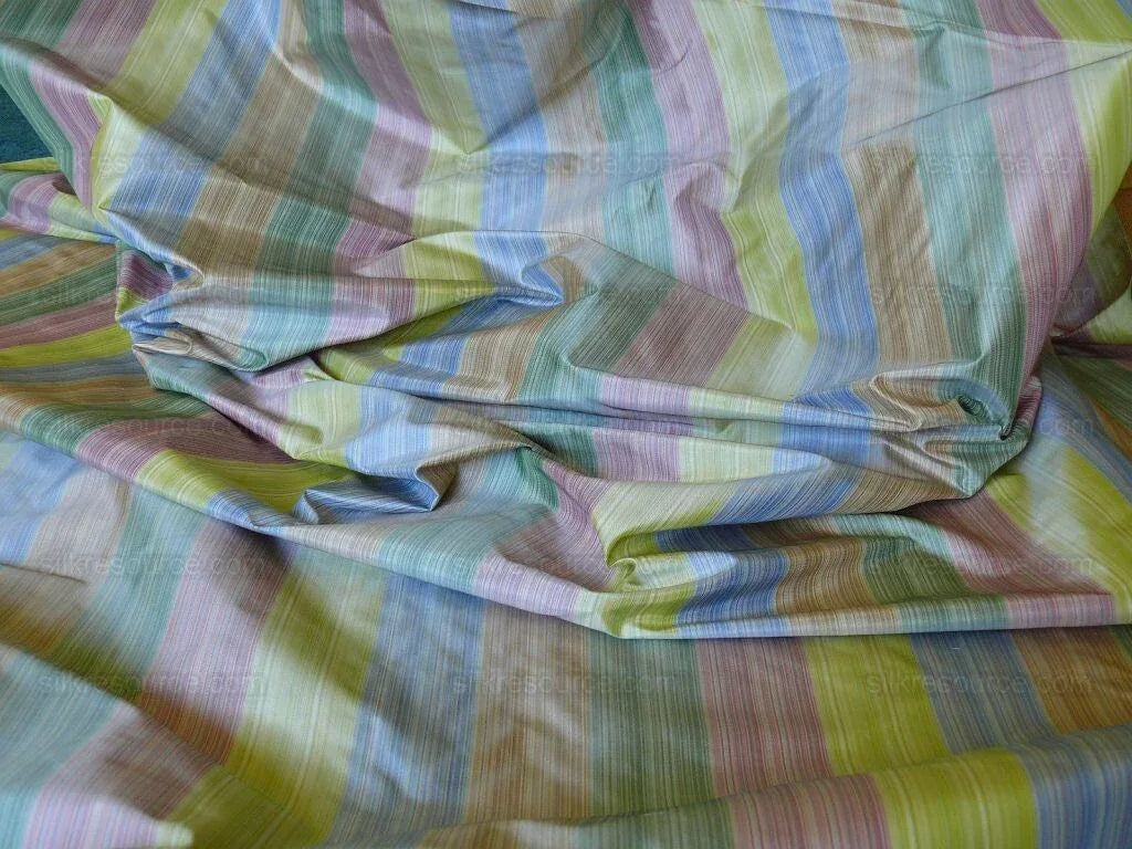 By yard Clarence House 100% Silk Strie Taffeta Rainbow Pastel Color