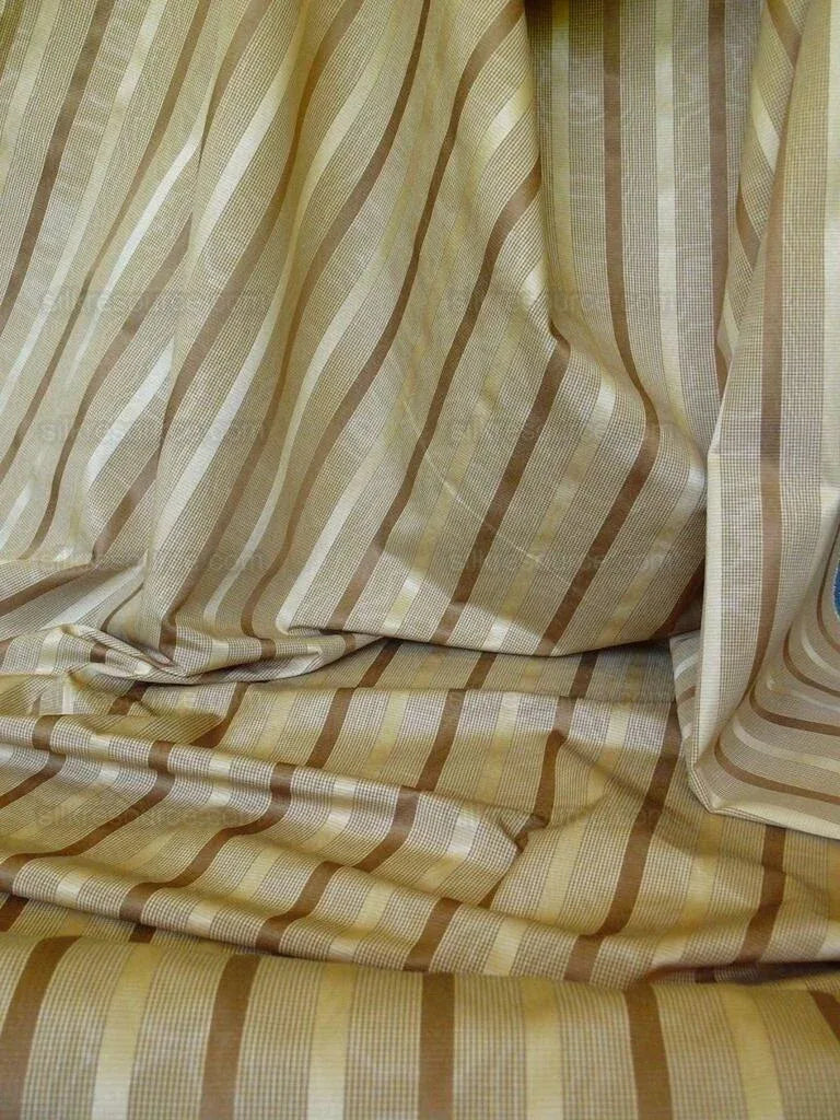 Clarence House Brown Almond &amp; Gold Silky Stripe Bty (#1240) MSRP USD145/y