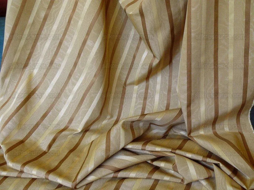 Clarence House Brown Almond &amp; Gold Silky Stripe Bty (#1240) MSRP USD145/y